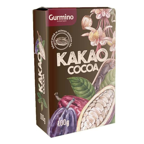 Kakao Gurmino so zníženým obsahom tuku CBA 100g donáška potravín Zlaté Moravce